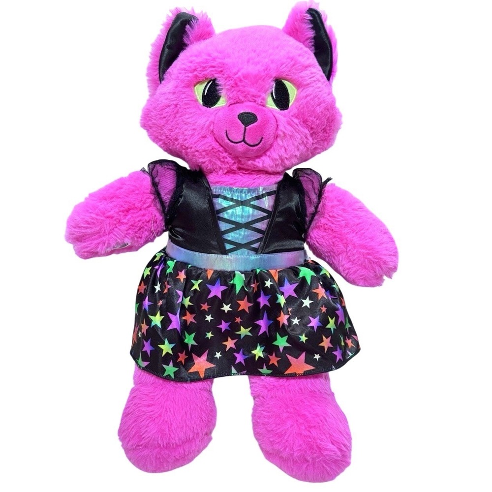 Build-A-Bear Midnight Glow Kitty Plush Pink Stuffed Animal Toy Cat BAB
